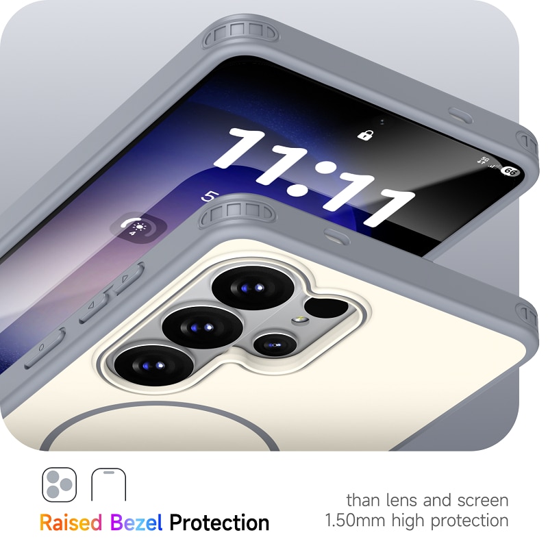 Husa magnetica pentru Samsung Galaxy S26 Ultra, Rezistenta militara la caderi, Compatibila cu MagSafe, Acoperire subtire, anti-alunecare, cu protectie integrala-BEJ