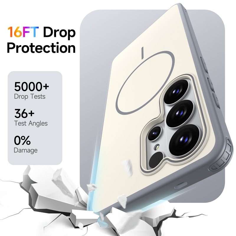 Husa magnetica pentru Samsung Galaxy S26 Ultra, Rezistenta militara la caderi, Compatibila cu MagSafe, Acoperire subtire, anti-alunecare, cu protectie integrala-BEJ