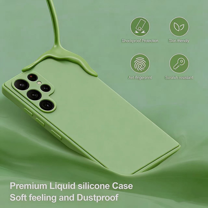 Husa pentru Samsung Galaxy S23 Ultra case, silicon lichid, protectie militara, interior din microfibra-verde pastel