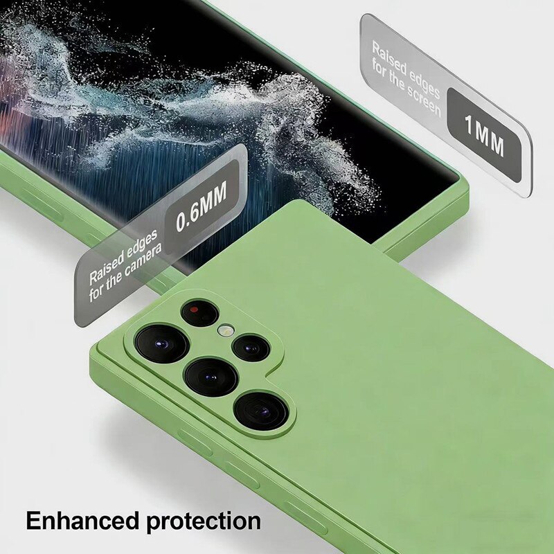 Husa pentru Samsung Galaxy S23 Ultra case, silicon lichid, protectie militara, interior din microfibra-verde pastel