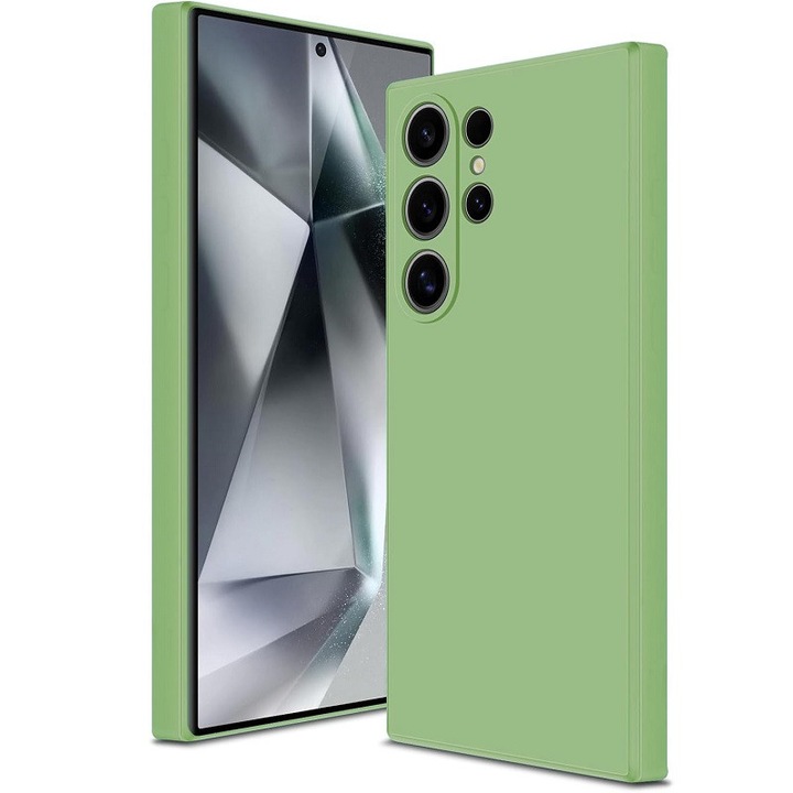 Samsung Galaxy S23 Ultra tok, folyékony szilikon, katonai védelem, mikroszálas belső-pasztell zöld