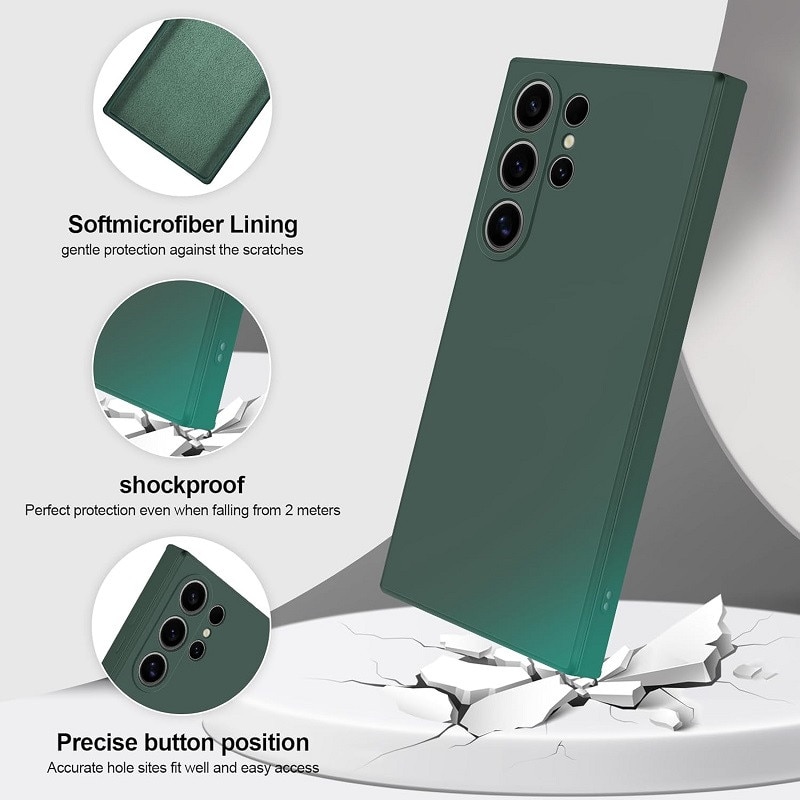 Husa pentru Samsung Galaxy S23 Ultra case, silicon lichid, protectie militara, interior din microfibra-verde inchis