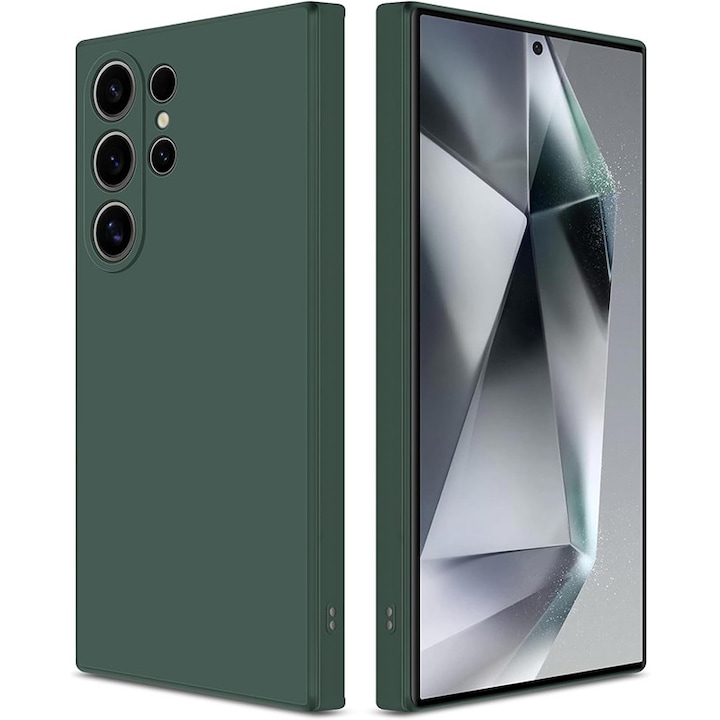 Husa pentru Samsung Galaxy S23 Ultra case, silicon lichid, protectie militara, interior din microfibra-verde inchis