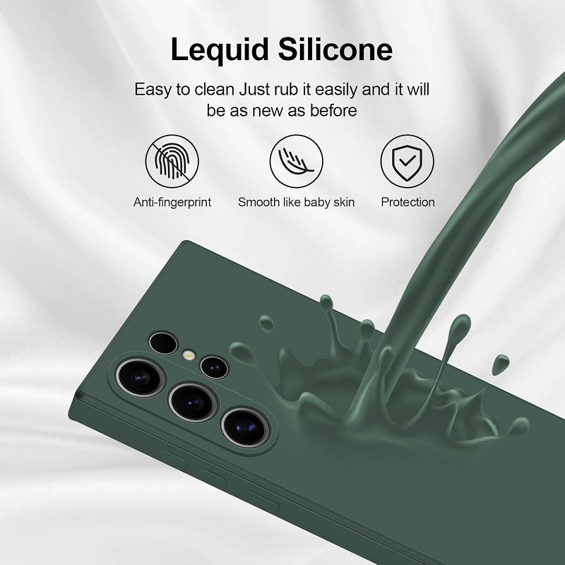 Husa pentru Samsung Galaxy S23 Ultra case, silicon lichid, protectie militara, interior din microfibra-verde inchis