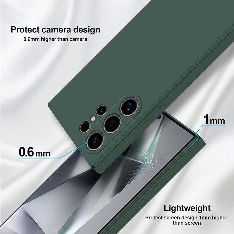 Husa pentru Samsung Galaxy S23 Ultra case, silicon lichid, protectie militara, interior din microfibra-verde inchis