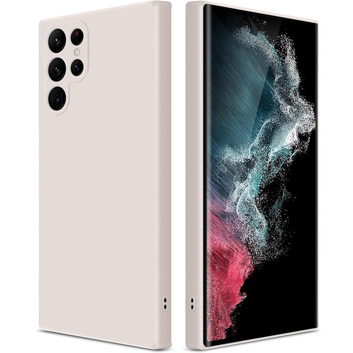 Husa pentru Samsung Galaxy S22 Ultra case, silicon lichid, protectie militara, interior din microfibra-BEJ