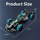 Количка Formula F1 за каскади, управлявана с жестове, 4WD, MorFansi®, с дистанционно управление, Drift Car, 2.4 GHz, въртене на 360°, USB зареждане, светлини, звук и ефект на пулверизиране, 27x12.5x6cm, 3 години+, синя