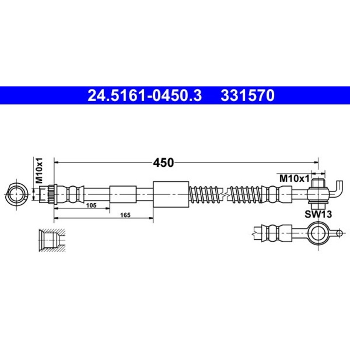 Furtun Frana 24.5161-0450.3 Citroën C4 2/Ds4 Ds Ds 4 / Ds 4 Crossback Peugeot 308/308 1