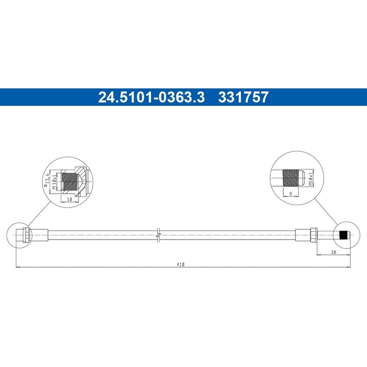 Fékcső 24.5101-0363.3 Mercedes-Benz Sprinter 2-T/Sprinter 3-T/Sprinter 4-T/Sprinter Classic 3, 5-T Vw Lt 28-35 2