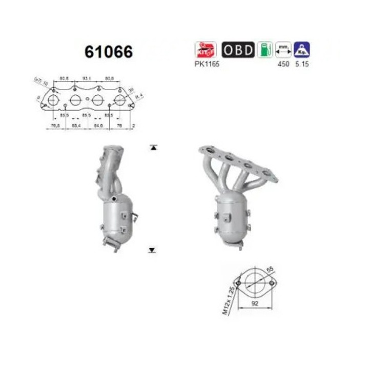 Katalizátor 61066 Hyundai Accent 4/Elantra 5/Tucson/Veloster/I20 1/I30/I30 Kombi/I40 1/I40 1 Cw/Ix20/Ix35 Kia Carens 3