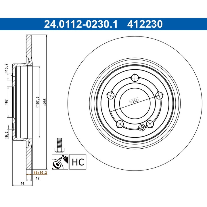 Disc Frana 24.0112-0230.1 Mercedes-Benz A-Class/B-Class/Cla/Cla Shooting Brake/Gla/Glb