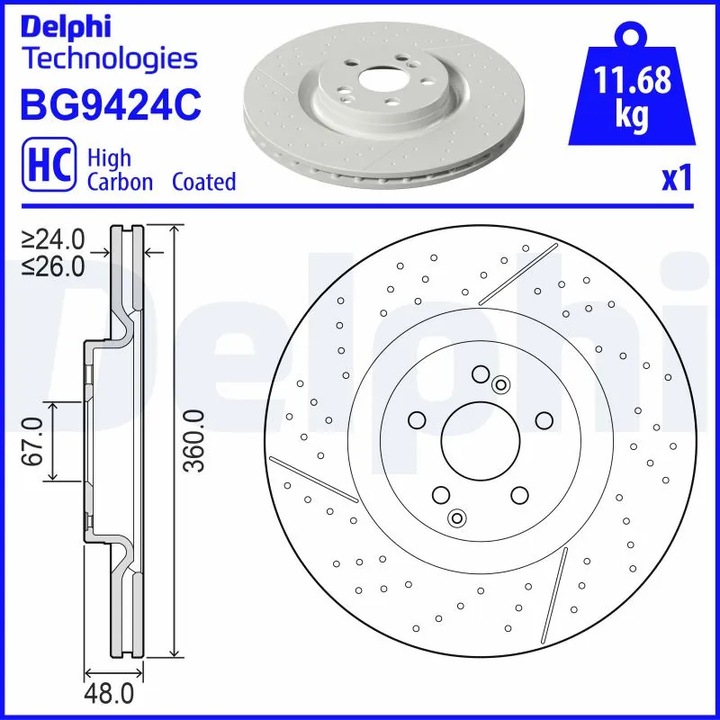 Tárcsafék Frana Bg9424C Mercedes-Benz Amg/Glc