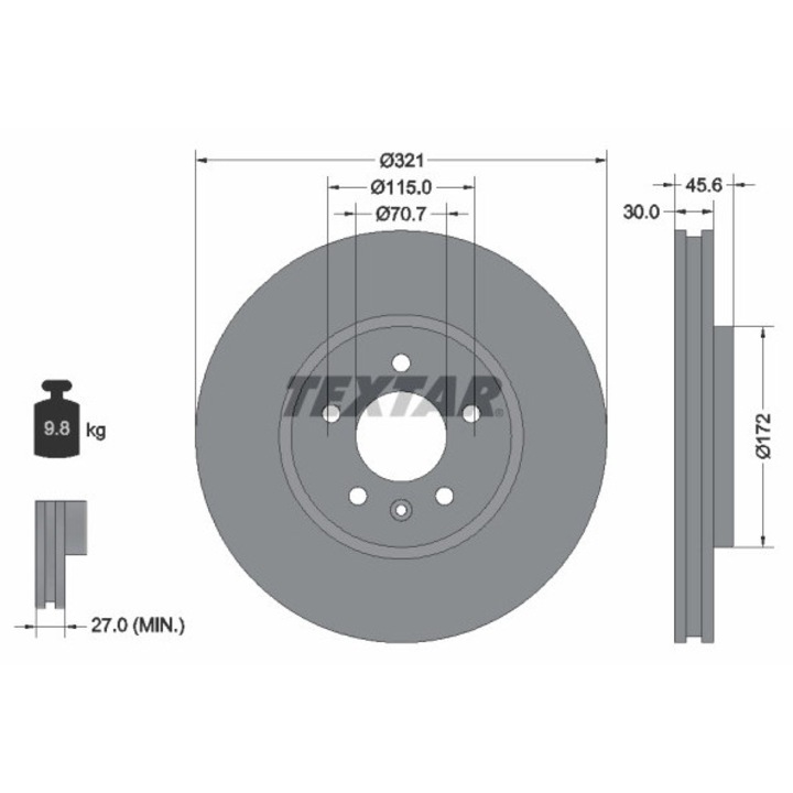 Tárcsafék 92256803 Buick Cascada Holden Astra/Cascada/Cruze Opel Astra H Classic/Astra J/Astra J Gtc/Cascada