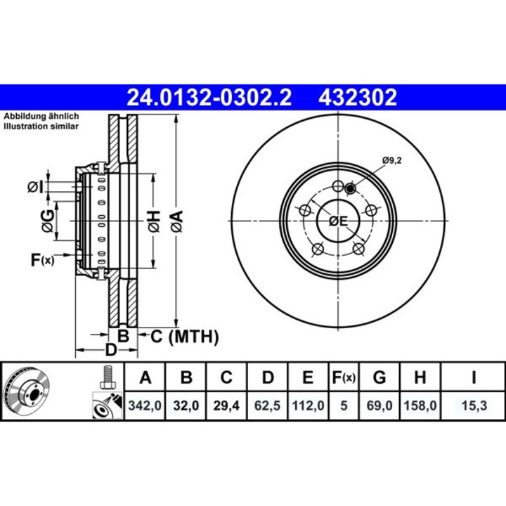 Tárcsafék 24.0132-0302.2 Mercedes-Benz Cls/E-Class/E-Class T-Model/Glc