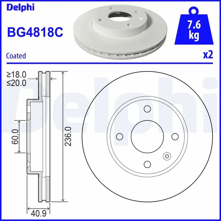 Set Discuri De Frana Bg4818C Opel Karl Vauxhall Viva