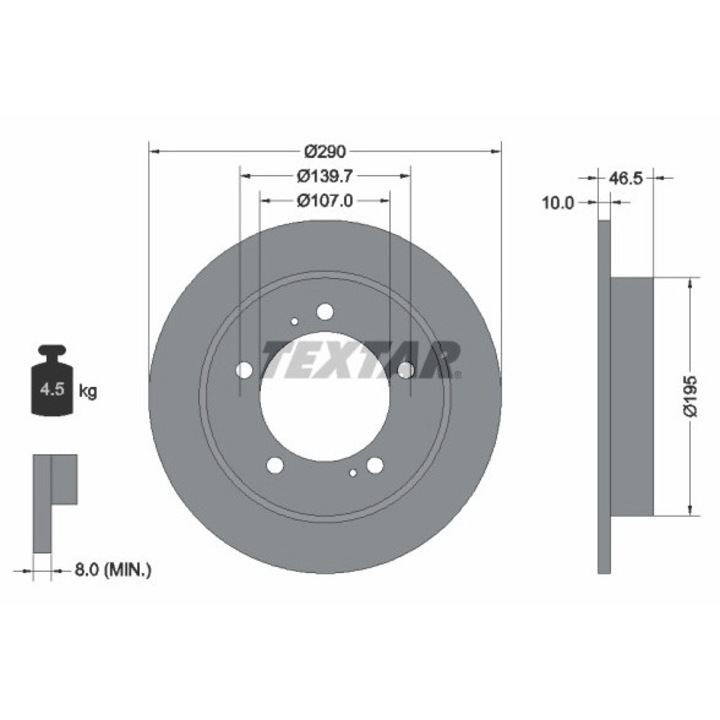 Féktárcsa Frana 92066003 Chevrolet Jimny Terepjáró, Suzuki 10-90/Jimny Terepjáró, /Vitara