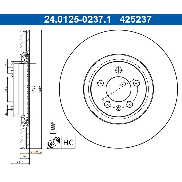 Set Discuri De Frana 24.0125-0237.1 Vw Polo 6