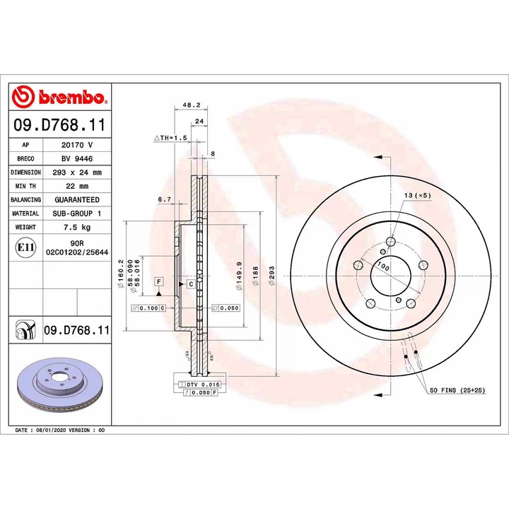 Disc Frana 09.D768.11 Subaru Impreza/Xv - eMAG.ro