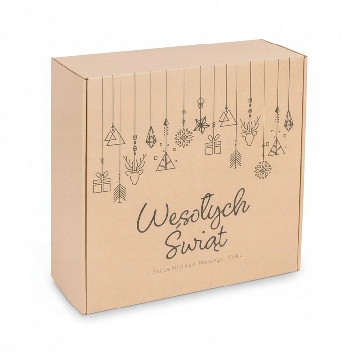 Cutie Din Carton Stantat, Neopak, Motiv Sarbatori, 300x300x110 mm, Carton Solid, Ambalaj Cadouri Si Decoratiuni, Alb Cu Imprimeu De Iarna