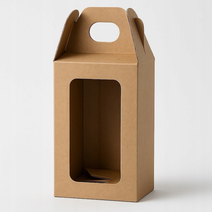 Cutie Miere Cu Fereastra, Neopak, F217 Pentru 1 Borcan Mare, 95x95x160 mm, Carton Robust, Pentru Borcan De Miere Sau Dulceata, Ofera Protectie Si O Prezentare Vizuala, Maro Natur