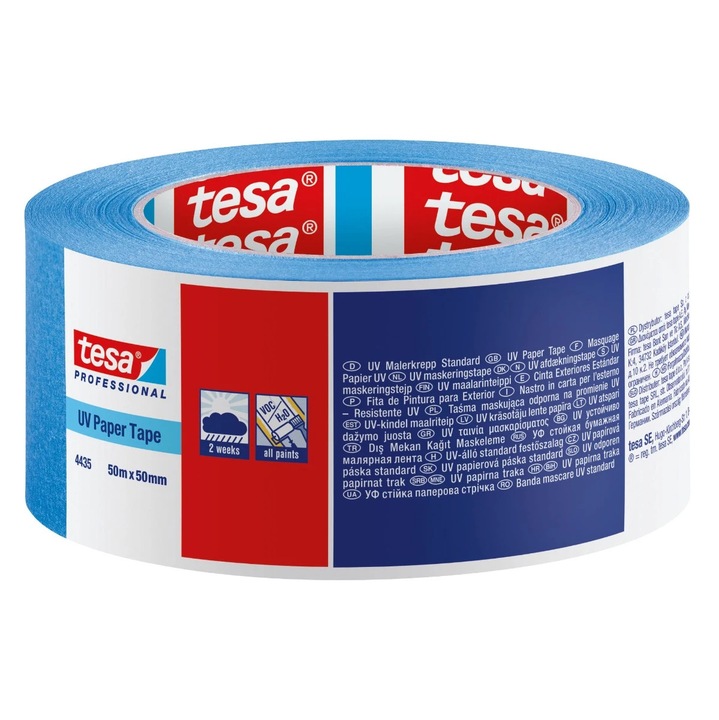 Banda mascare tesa 4435, albastru, exterior, rezistenta la UV, 50 m x 50 mm