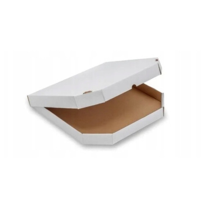 Cutie Pizza, Neopak, Model Alb, 370x370x40 mm, Carton Calitativ, Protectie Eficienta Pentru Livrarea Pizzelor De Dimensiuni Mari, Material Rezistent La Grasime, Alba