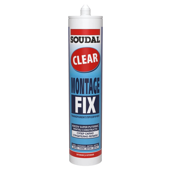 Adeziv montaj pentru constructii, Soudal Montage Fix, interior / exterior, transparent, 280 ml