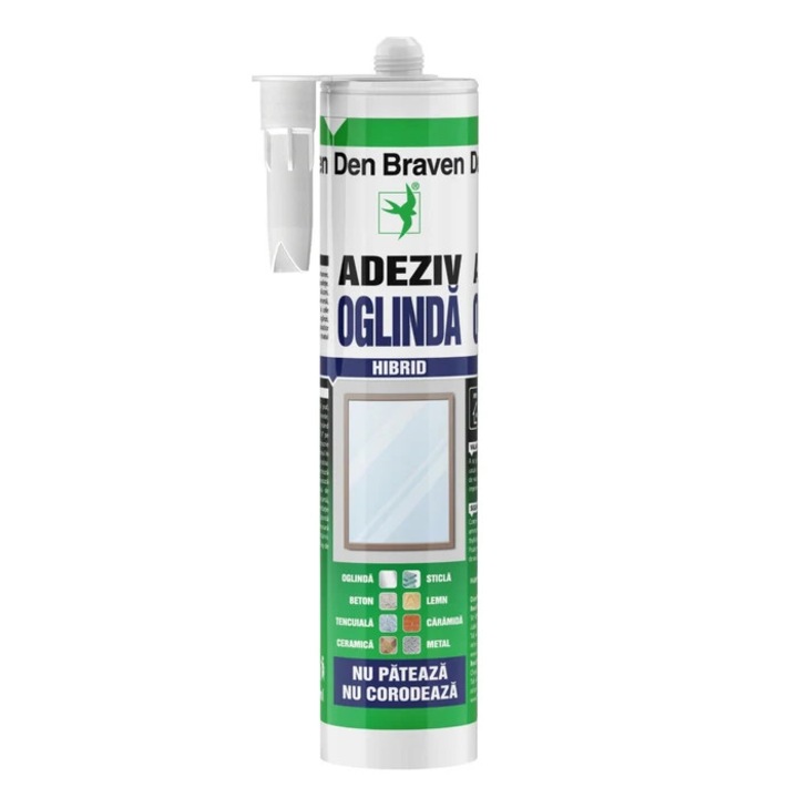 Silicon pentru oglinzi, Den Braven Mirrorfix - SBR, rezistent la apa, bej, interior / exterior, 280 ml