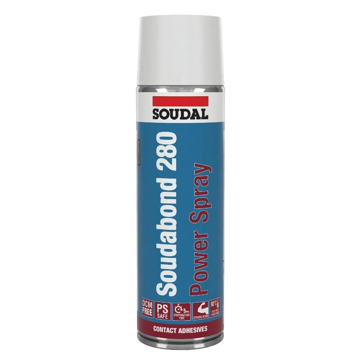 Adeziv de contact pentru multiple suprafete, Soudal Soudabond 280 Power Spray, interior / exterior, transparent, 500 ml