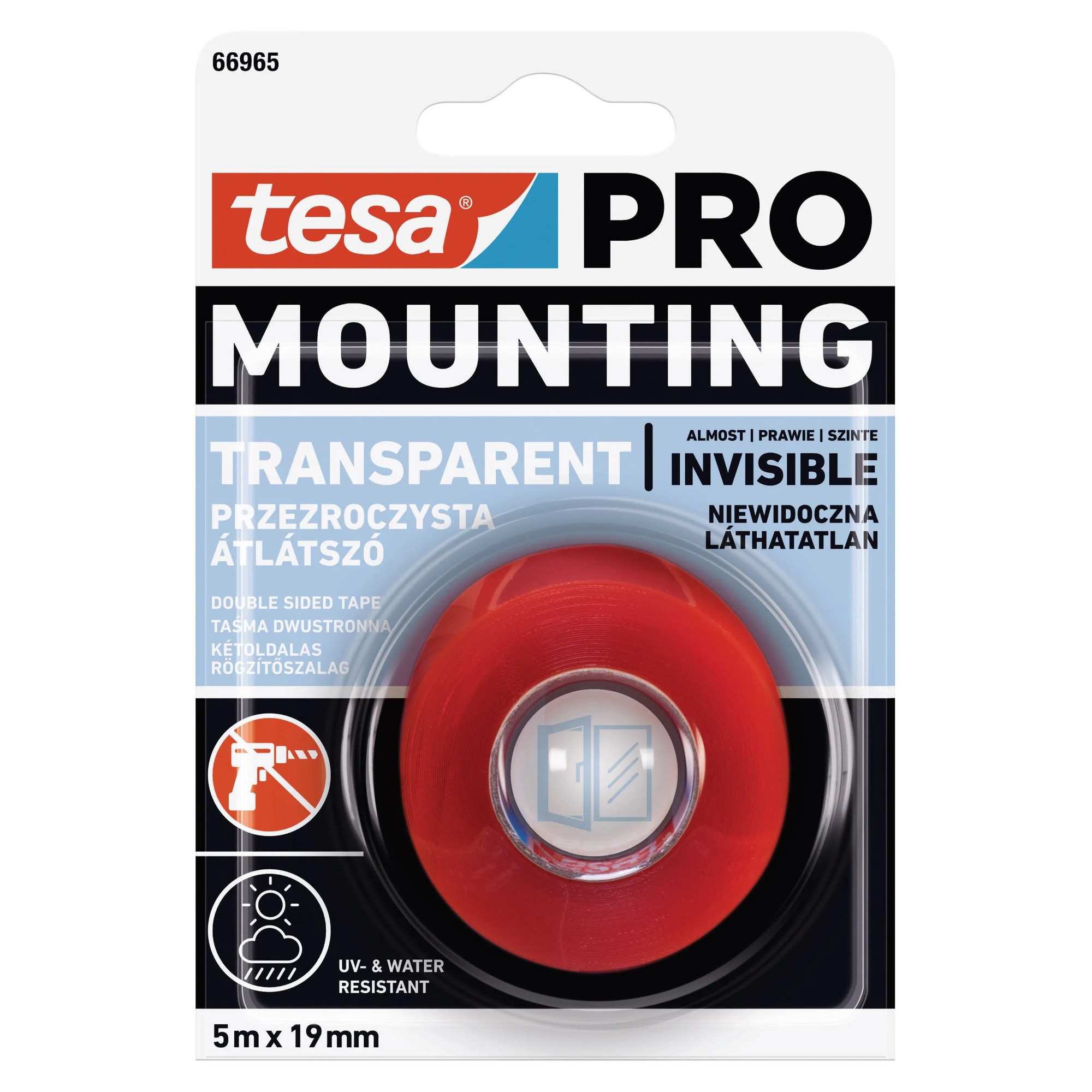 Banda dublu adeziva pentru montaj, tesa 66965, 5 m x 19 mm - eMAG.ro