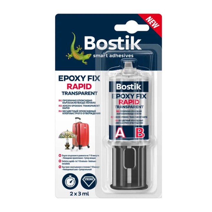 Adeziv epoxidic bicomponent, Bostik Epoxy Fix Rapid, 2 x 3 ml