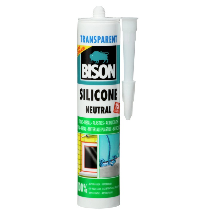 Silicon universal Bison Neutral, rezistent la apa, transparent, interior, 280 ml