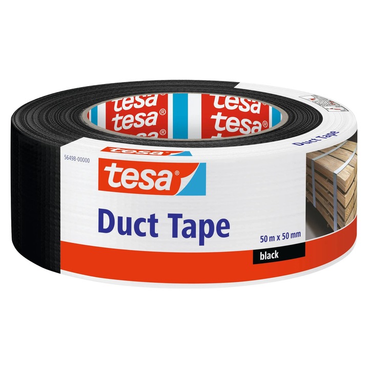 Banda adeziva pentru reparatii, tesa 56498, negru, 50 m x 48 mm