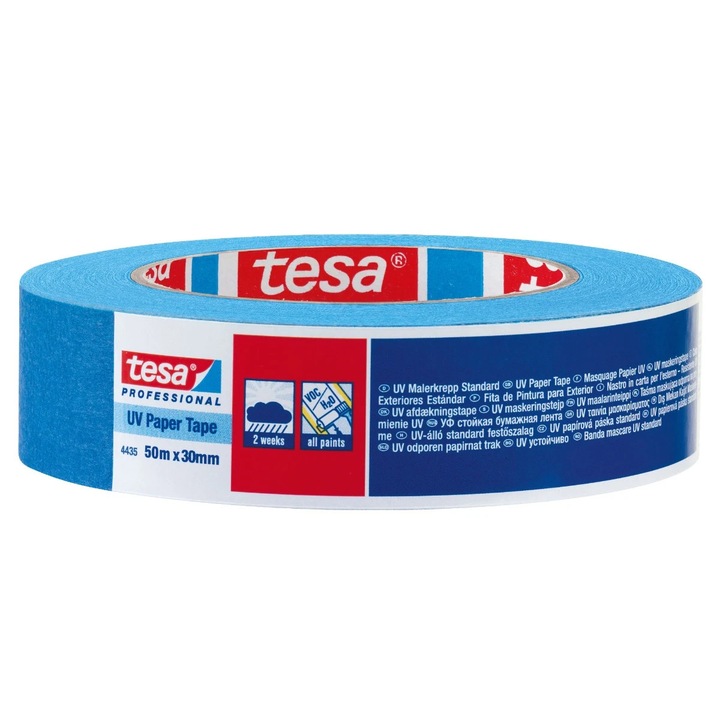 Banda mascare tesa 4435, albastru, exterior, rezistenta la UV, 50 m x 30 mm