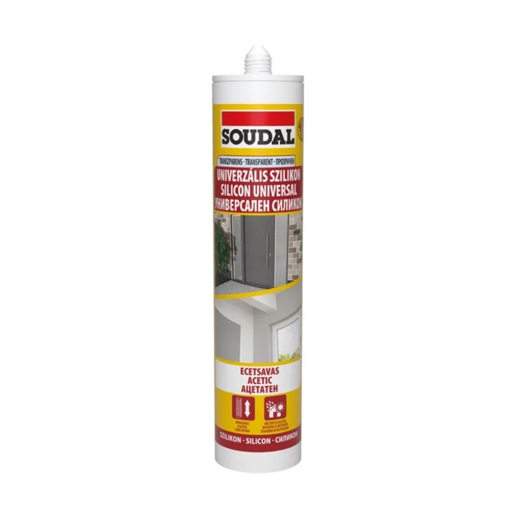 Silicon universal Soudal, rezistent la apa, transparent, interior / exterior, 280 ml