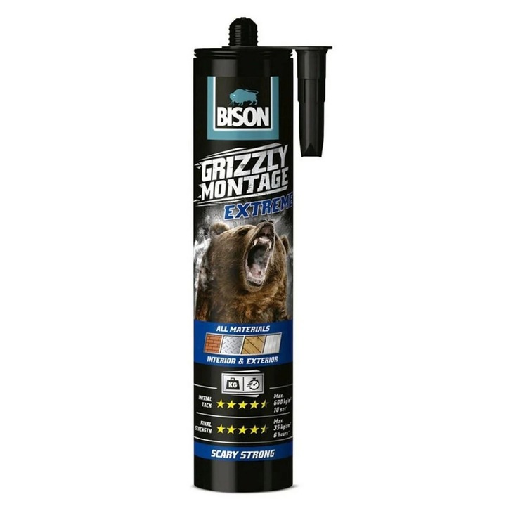 Adeziv pentru suprafete multiple, Bison Grizzly Montage Extreme, interior / exterior, alb, 435 g