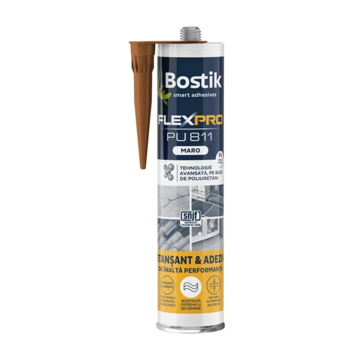 Etansant / adeziv poliuretanic, Bostik FlexPro PU 811, interior / exterior, maro, 300 ml