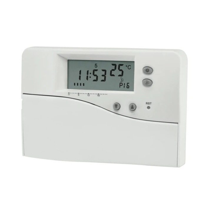 Termostat de ambient pentru centrala, cu fir, Paxton BL-LT08, programabil, digital, 2 x AAA, alb