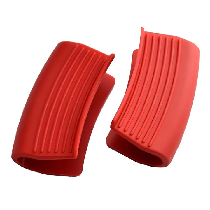 Suport pentru maner fierbinte YCGM-089, silicon, rosu, 4 x 7.5 cm, set 2 bucati