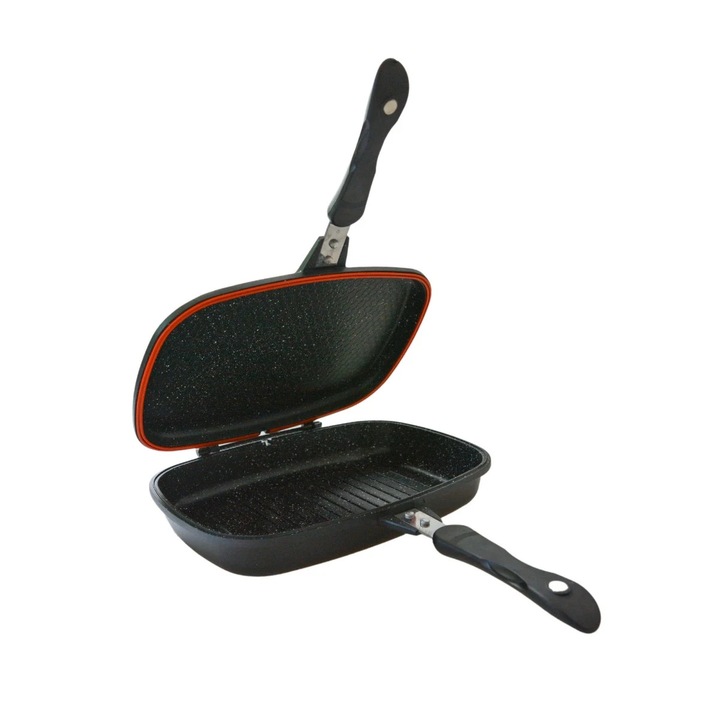 Tigaie grill dublu Schmitter, aluminiu, 36 x 25 cm, negru