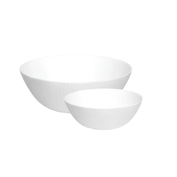 Boluri pentru servirea salatei, Bormioli Coconut, opal, alb, set 7 piese