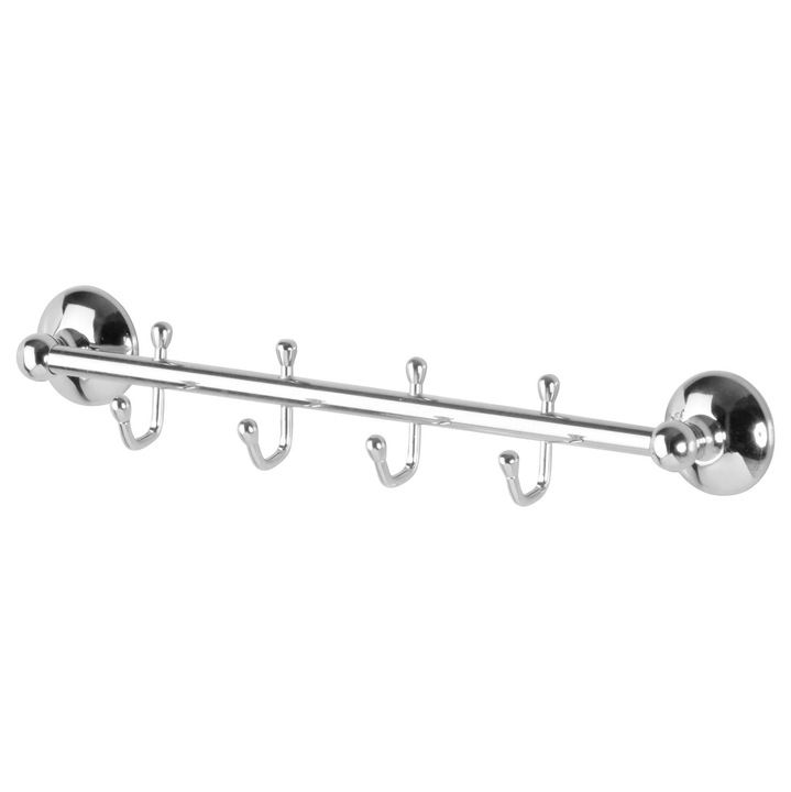 Cuier baie 1102, montaj pe perete, cu 4 agatatori, 38.5 x 6 x 5 cm