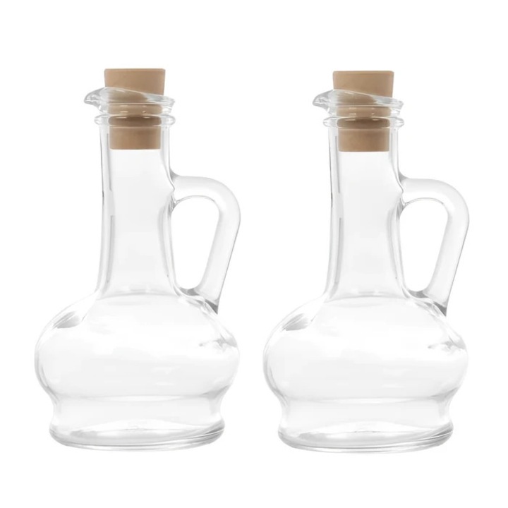Recipiente ulei / otet, 80109, sticla transparenta, 4 x 15.7 cm, set 2 bucati