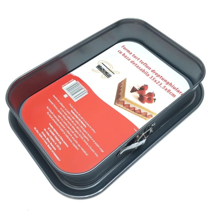 Forma de copt Kasemi, otel cu acoperire teflon, dreptunghiulara, negru, 23.5 x 35 cm, baza detasabila