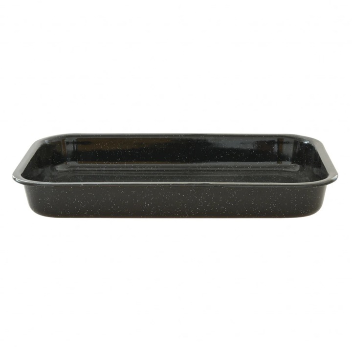 Tava de copt Vef, tabla emailata, dreptunghiulara, negru, 30 x 37 cm