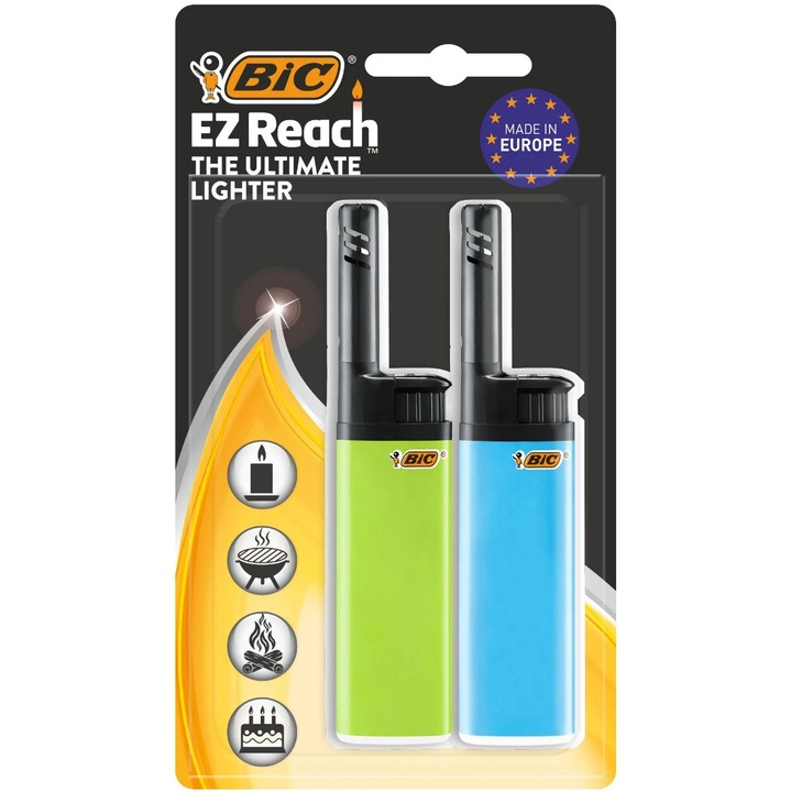 Bricheta utilitara fixa pentru aprins focul Bic EZ Reach, mini, set 2 bucati