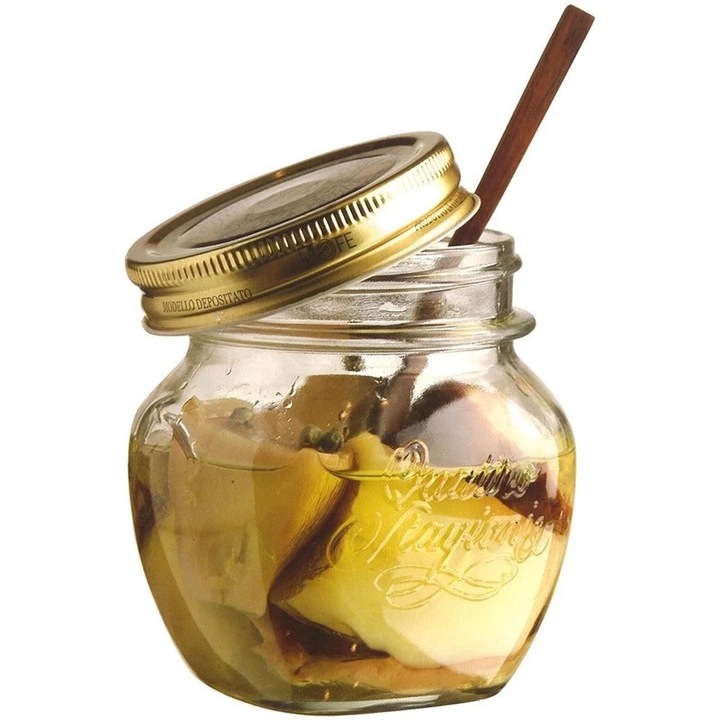 Borcan anfora cu capac Quattro Stagioni, Bormioli, sticla transparenta, 0.5 l