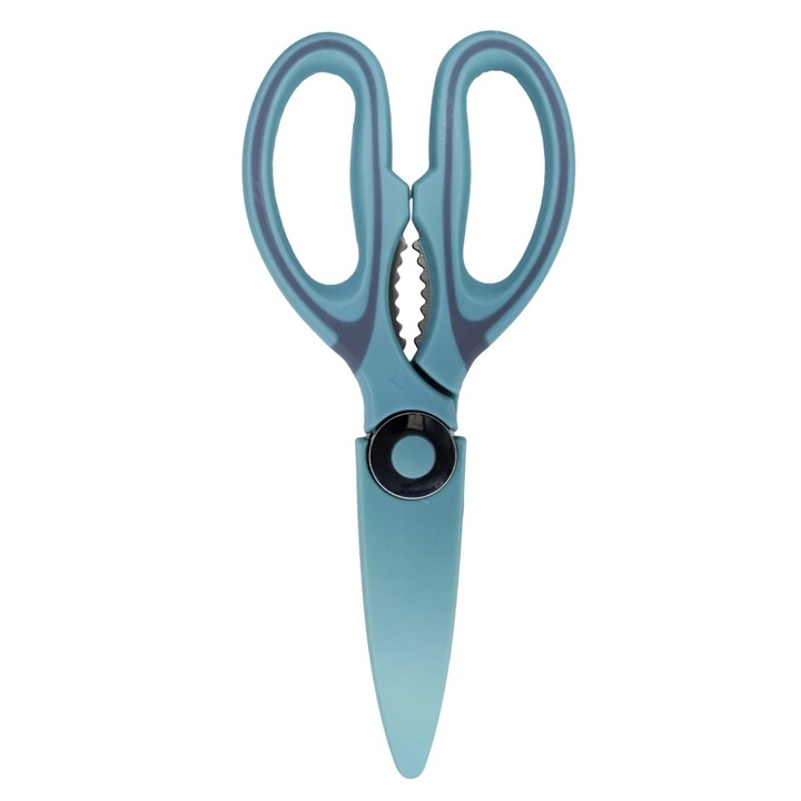 Foarfeca de bucatarie V001028, inox + plastic, albastru, 21 x 9 cm