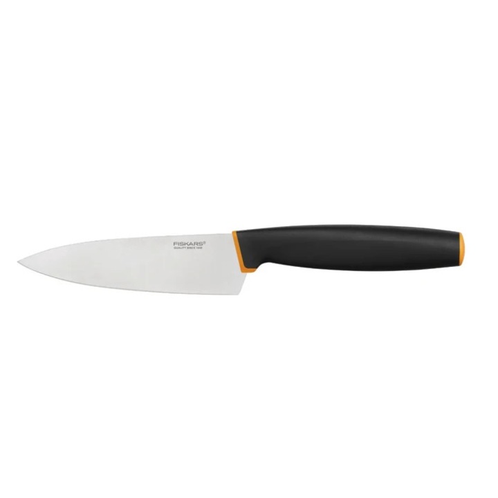 Cutitul bucatarului Fiskars Control+, mic, otel inoxidabil, negru + portocaliu, 12 cm