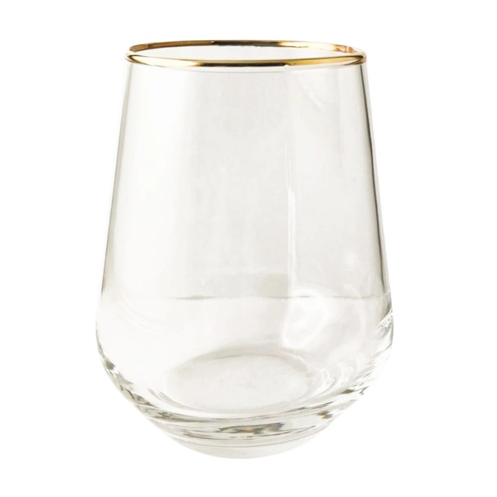 Pahar apa 41536, sticla, transparent + auriu, 425 ml, set 6 bucati